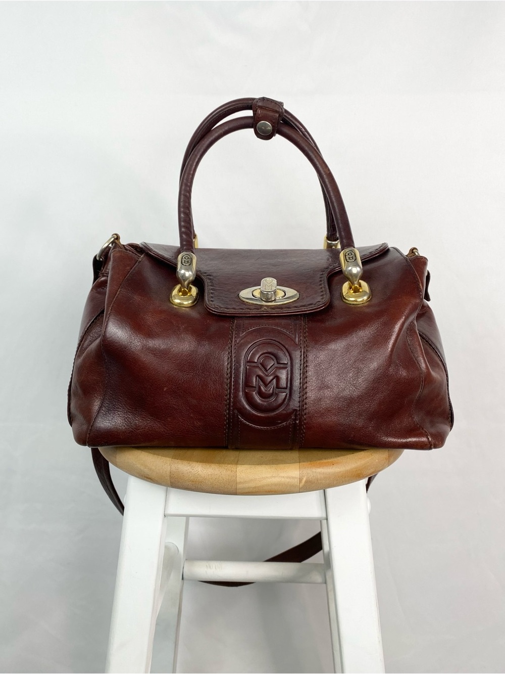 Vintage Marino Orlandi Brown Leather Satchel Bag Made in Italy